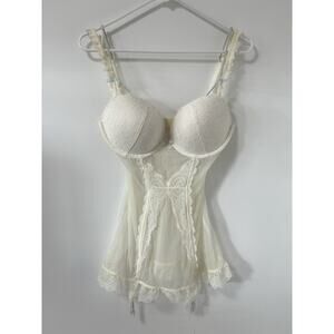 Victorias‎ Secret Teddy Dress Lace 36D Y2K Babydoll Coquette Romantic Ivory